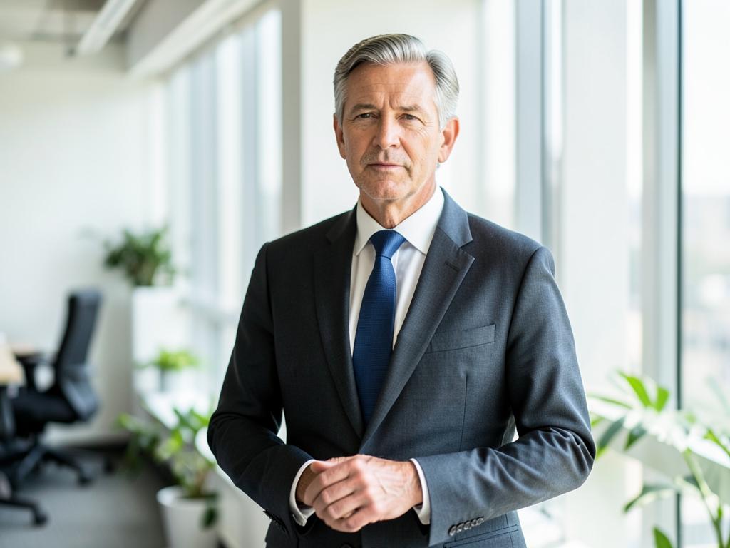 Führungskraft aus dem Finanzbereich in einem hellen Büro