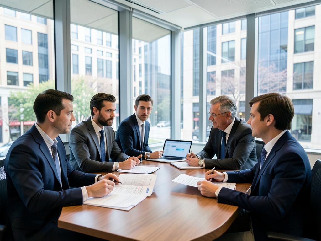 Besprechungsrunde in einem verglasten Konferenzraum